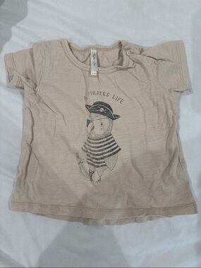 Rylee + Cru Beige Pirate Parrot Short Sleeve Tee